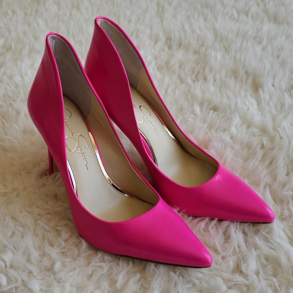 Jessica Simpson Hot Pink Pointed Toe Stiletto Heels - Picture 3 of 12